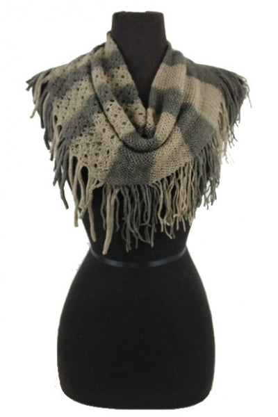Thick Stripped Double Tone Mini Knit Magic Scarves