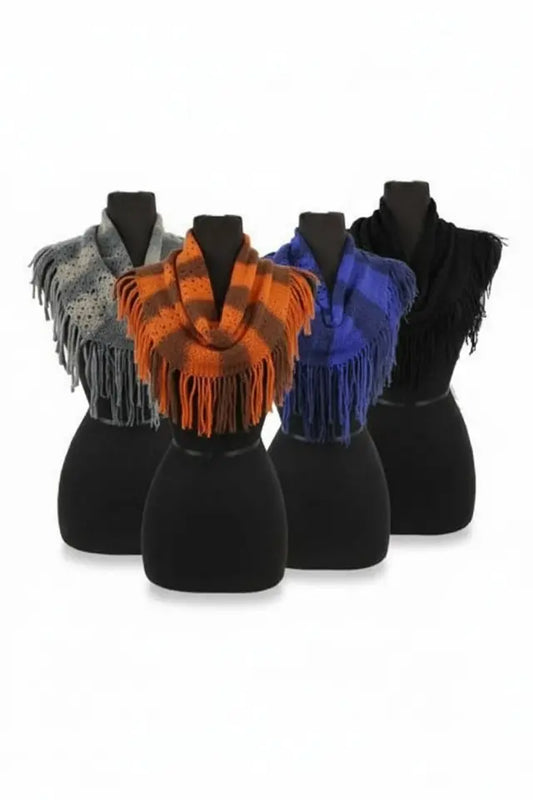 Thick Stripped Double Tone Mini Knit Magic Scarves