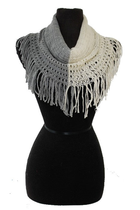 Two Tone Half Shaded Knitted Design Mini Magic Softness Scarves