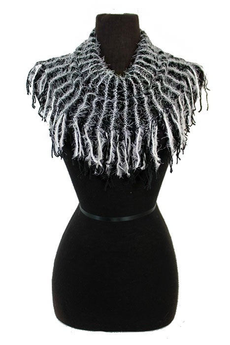 Angora Feel Two Tone Striped Mini Knit Magic Softness Scarves