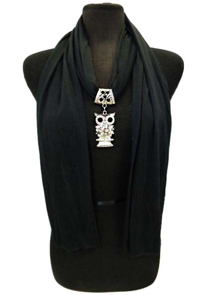 Owl Jewel Rhinestone Charm Scarf