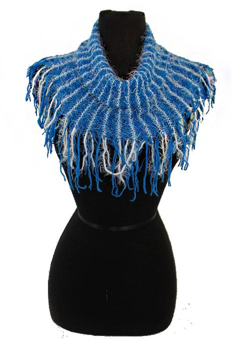 Angora Feel Two Tone Striped Mini Knit Magic Softness Scarves