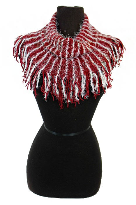 Angora Feel Two Tone Striped Mini Knit Magic Softness Scarves