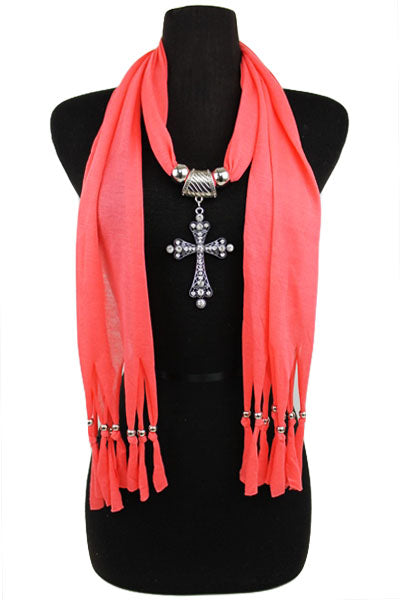 Cross Jewel Rhinestone Charm Scarf