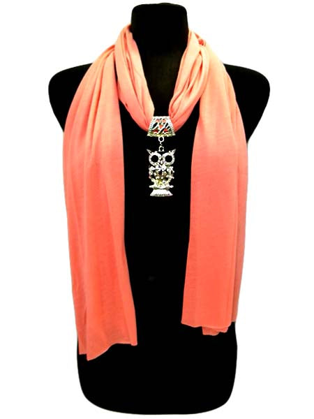 Owl Jewel Rhinestone Charm Scarf
