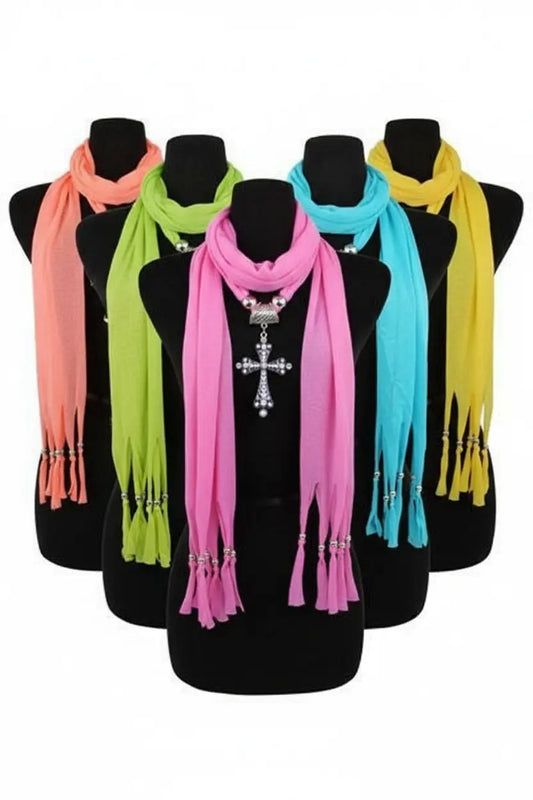 Cross Jewel Rhinestone Charm Scarf