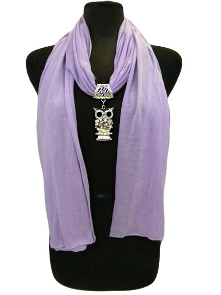 Owl Jewel Rhinestone Charm Scarf
