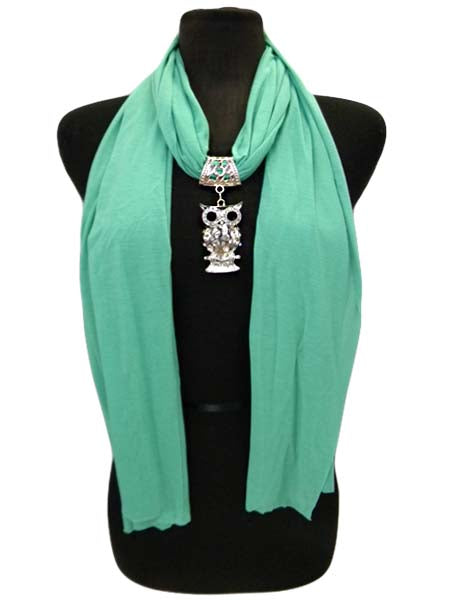 Owl Jewel Rhinestone Charm Scarf