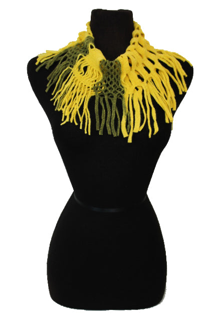 Ragged Fringed Two Color Toned Mini Tunnel Magic Scarves