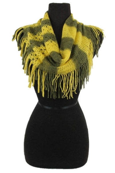 Thick Stripped Double Tone Mini Knit Magic Scarves