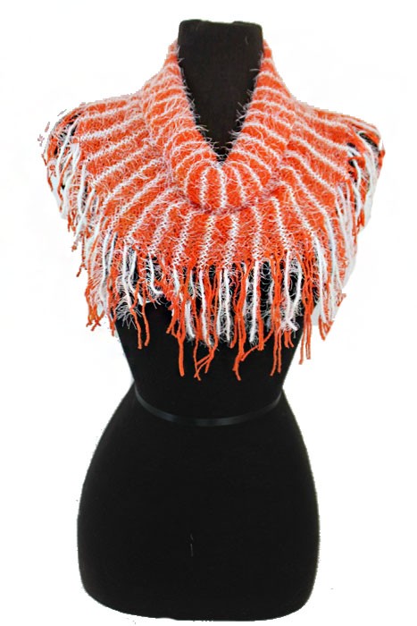 Angora Feel Two Tone Striped Mini Knit Magic Softness Scarves