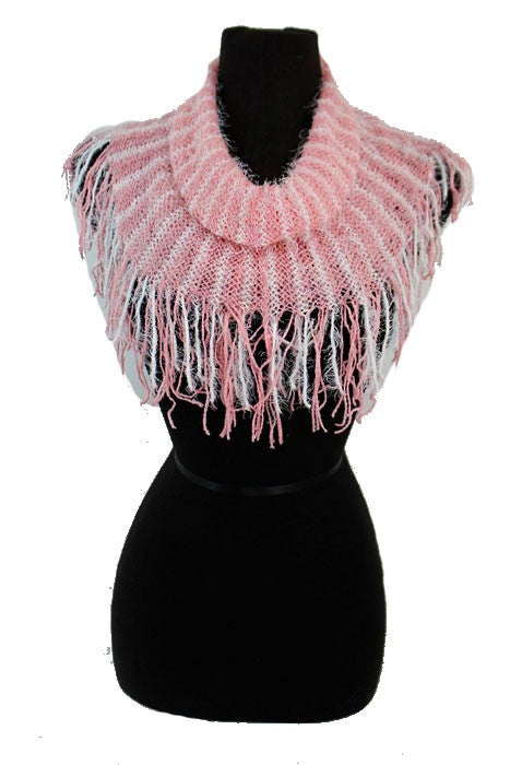 Angora Feel Two Tone Striped Mini Knit Magic Softness Scarves