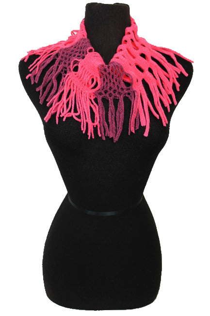 Ragged Fringed Two Color Toned Mini Tunnel Magic Scarves