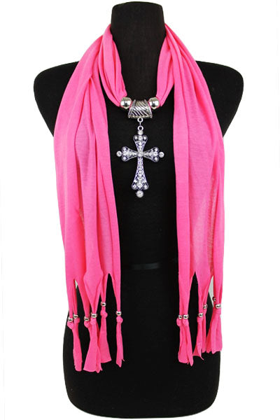 Cross Jewel Rhinestone Charm Scarf