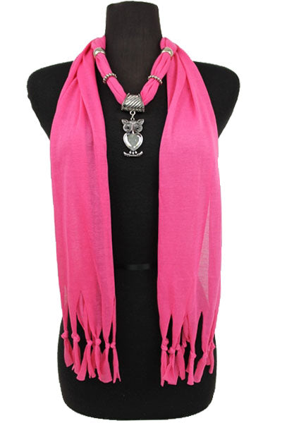 Owl Heart Jewel Rhinestone Charm Scarf