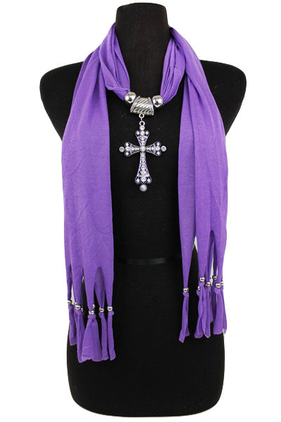 Cross Jewel Rhinestone Charm Scarf