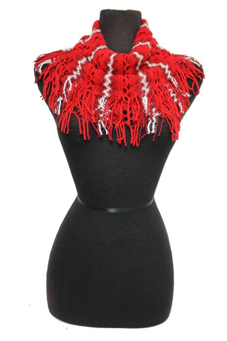 White Centered Strip Loose Knitted Design Mini Magic Softness Scarves