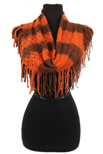 Thick Stripped Double Tone Mini Knit Magic Scarves