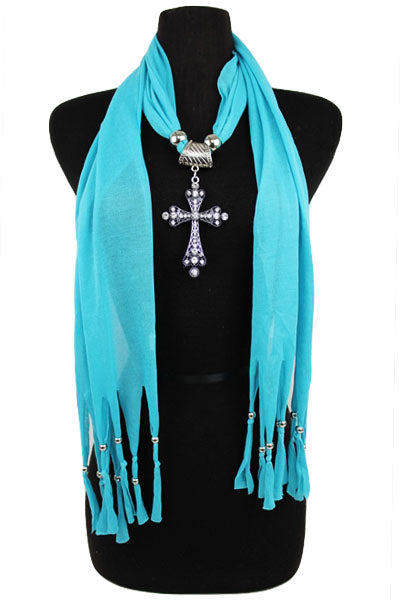 Cross Jewel Rhinestone Charm Scarf