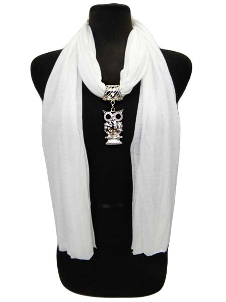 Owl Jewel Rhinestone Charm Scarf