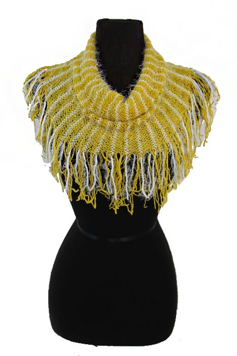 Angora Feel Two Tone Striped Mini Knit Magic Softness Scarves