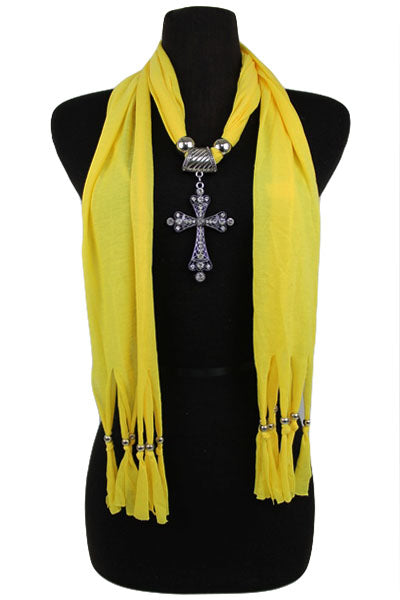Cross Jewel Rhinestone Charm Scarf