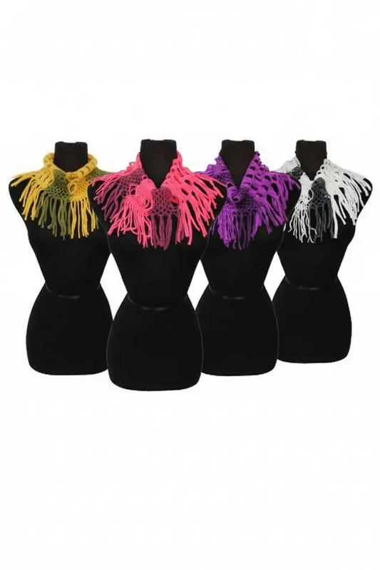 Ragged Fringed Two Color Toned Mini Tunnel Magic Scarves