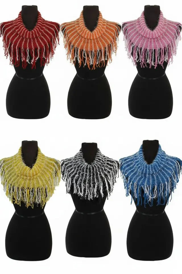 Angora Feel Two Tone Striped Mini Knit Magic Softness Scarves