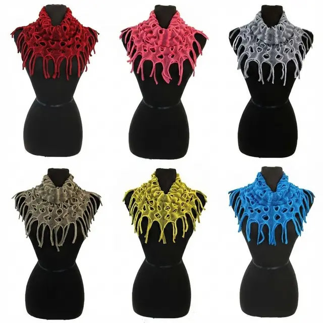 Two Tone Design Knit Mini Magic Scarves