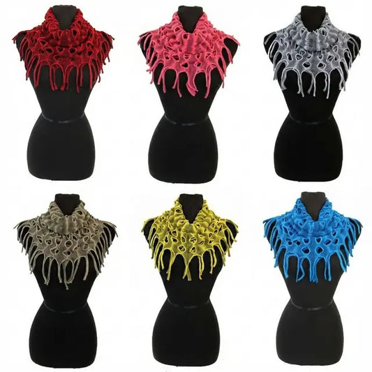 Two Tone Design Knit Mini Magic Scarves