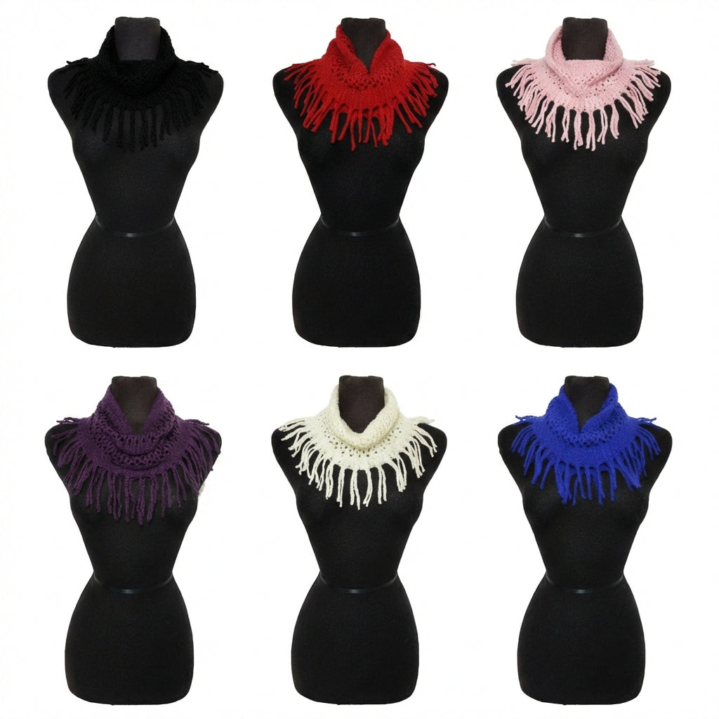 Bubbly Pattern Knitted Hole Design Mini Knit Magic Softness Scarves