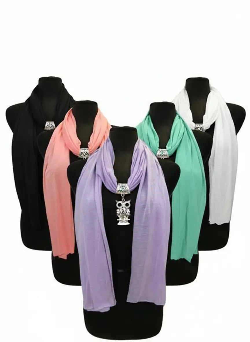 Owl Jewel Rhinestone Charm Scarf