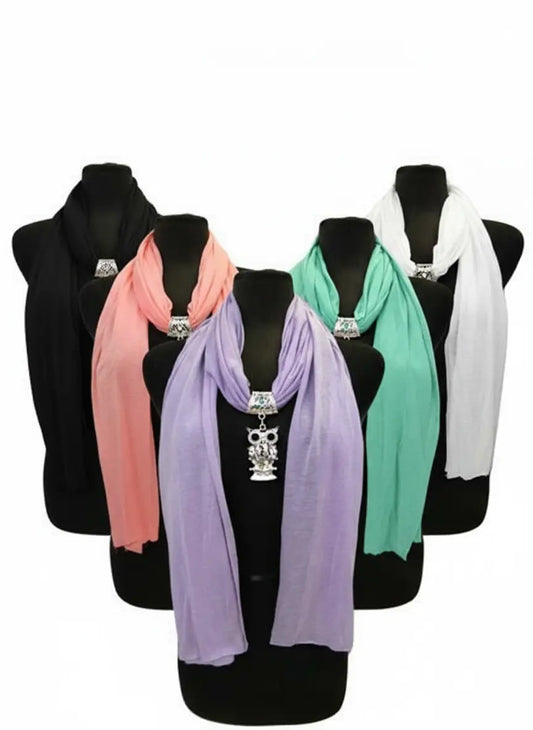 Owl Jewel Rhinestone Charm Scarf